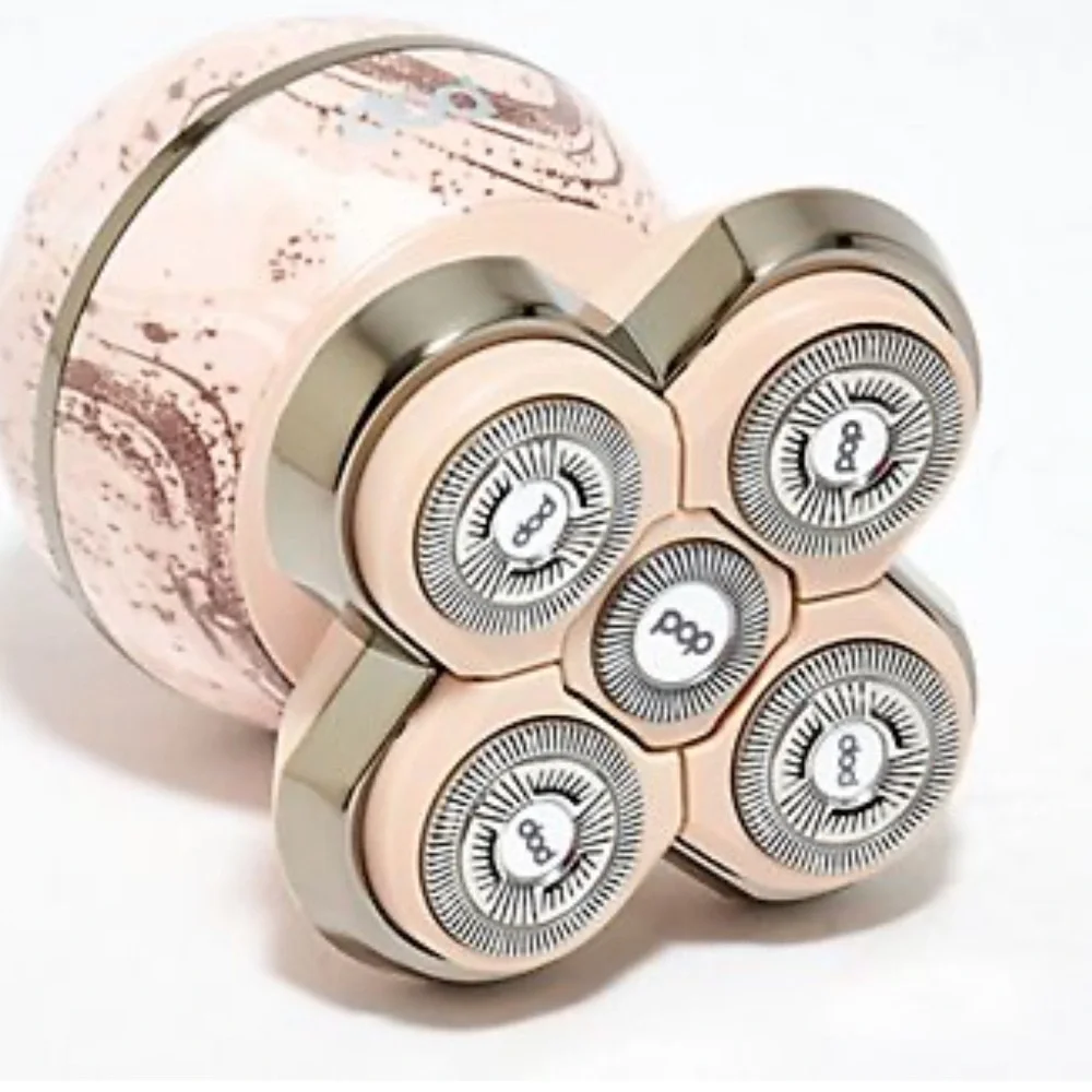 Rotating 5-Head Electric Facial Razor in Marble Pink